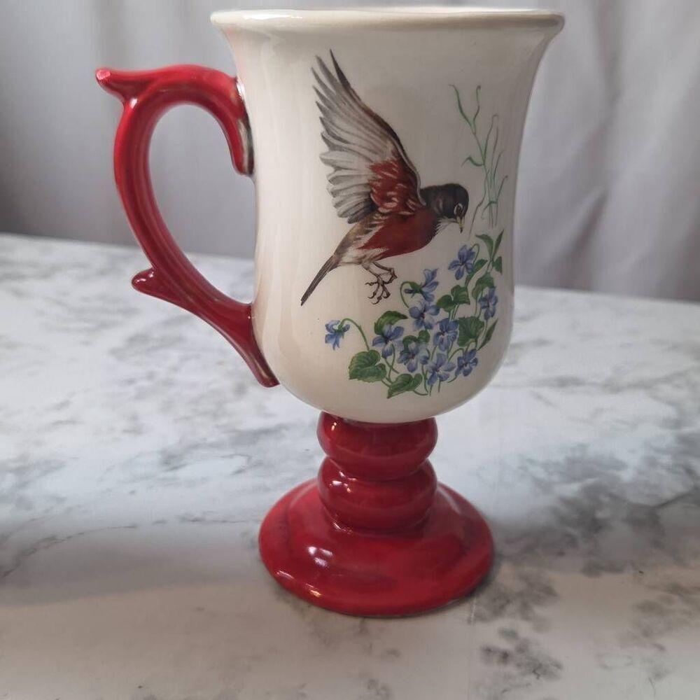 Vintage Fred Roberts Songbird pedestal Mugs - Picture 2 of 8